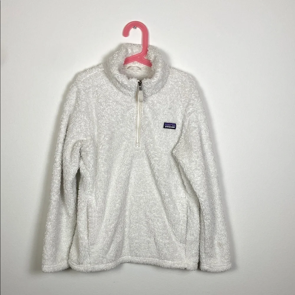 Patagonia Los Gatos Girl's XL White Quarter Zip Pullover Fleece Jacket Gorpcore